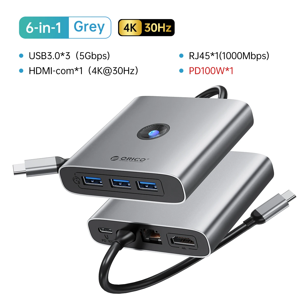 Orico usb 3,0 adapter hub typ c bis 4 k60hz hdmi-kompatible docking station rj45 pd splitter für macbook ipad laptop zubehör