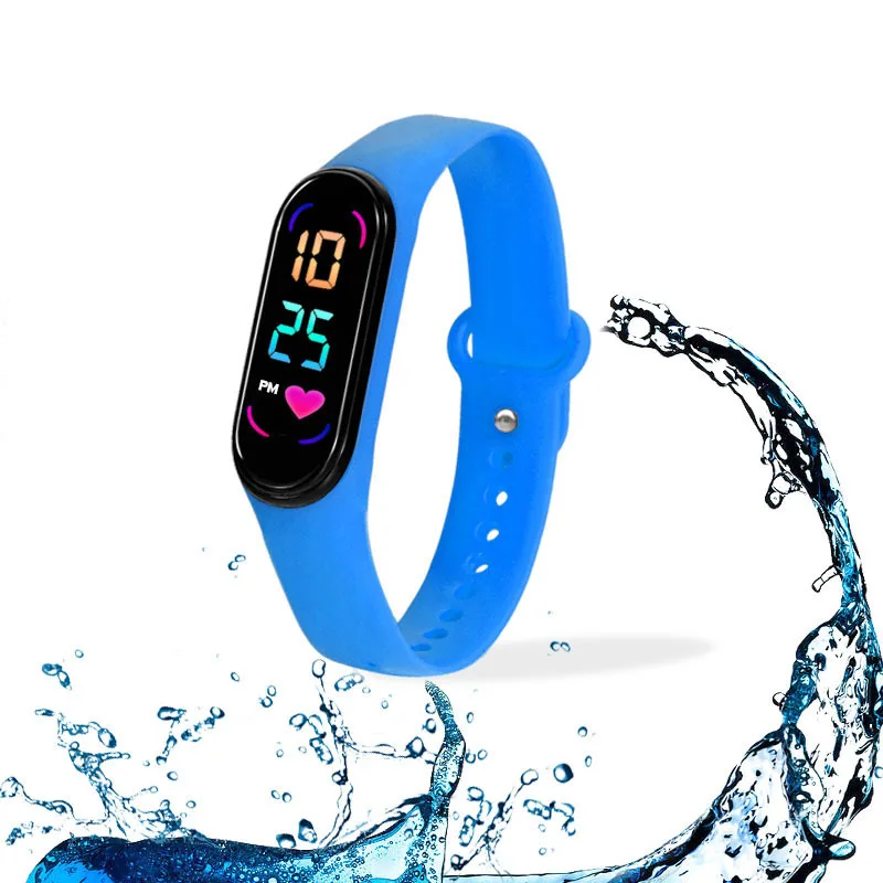 LED-Smartwatch für Kinder, modisch, im Freien, wasserdicht, berührbar, Sport-Kinderuhren, Jungen- und Mädchen-Digitaluhren, Silikon-Uhrenarmband