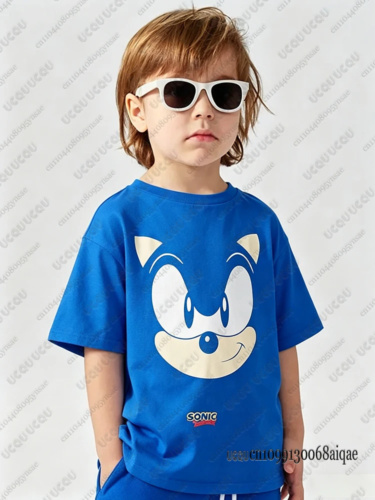 Cartoon Sonic Character Print T-Shirts für Kinder, lässige Rundhals-Street-T-Shirts, Sommer-T-Shirts für Erwachsene/Kinder, süße Tops, Sonic-T-Shirts – Detail 6