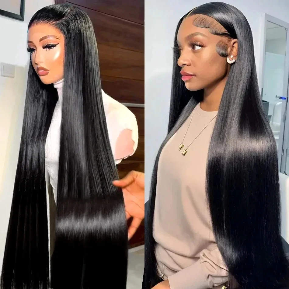 MELODIE 13x6 Lace Frontal Wig 13x4 Straight Transparent Lace Front Wigs Brazilian 30 40 Inches Bone Straight Human Hair Wigs