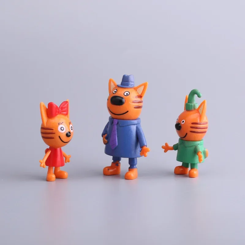 Figura de acción de 5 piezas para niños, juguete de 3 gatitos rusos, modelo de gato electrónico, manualidades, regalo de Navidad, novedad de 2023