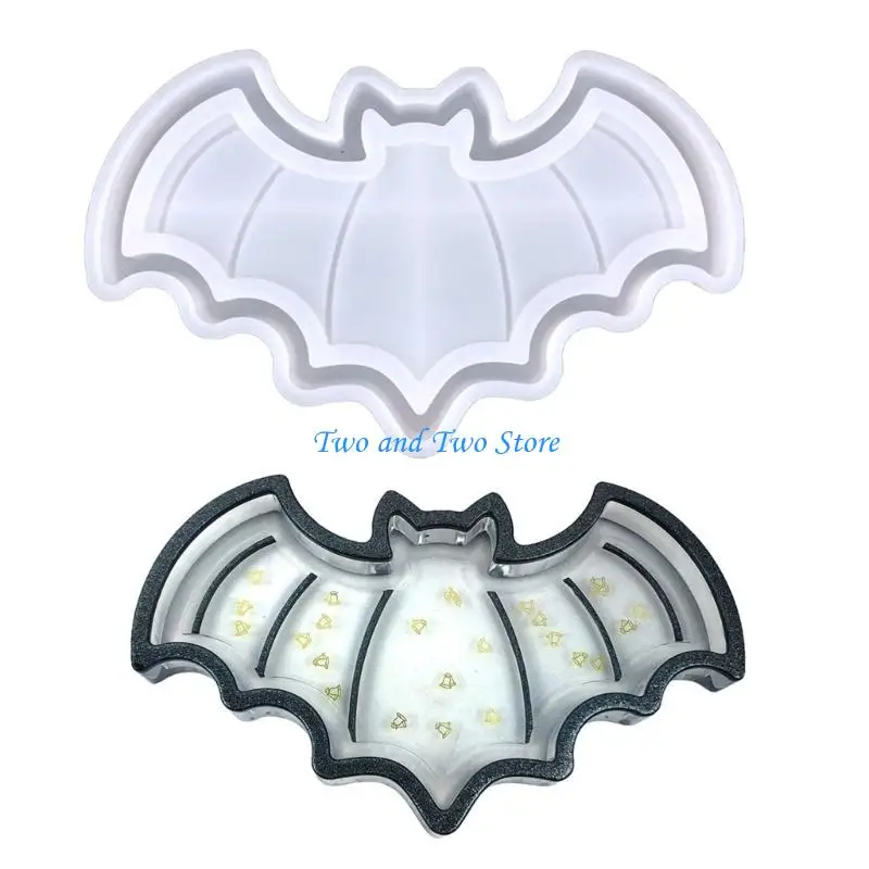

HX6F Halloween Pumpkin Bat Tray Drop Mold Diy Specter Storage Box Silicone Mold