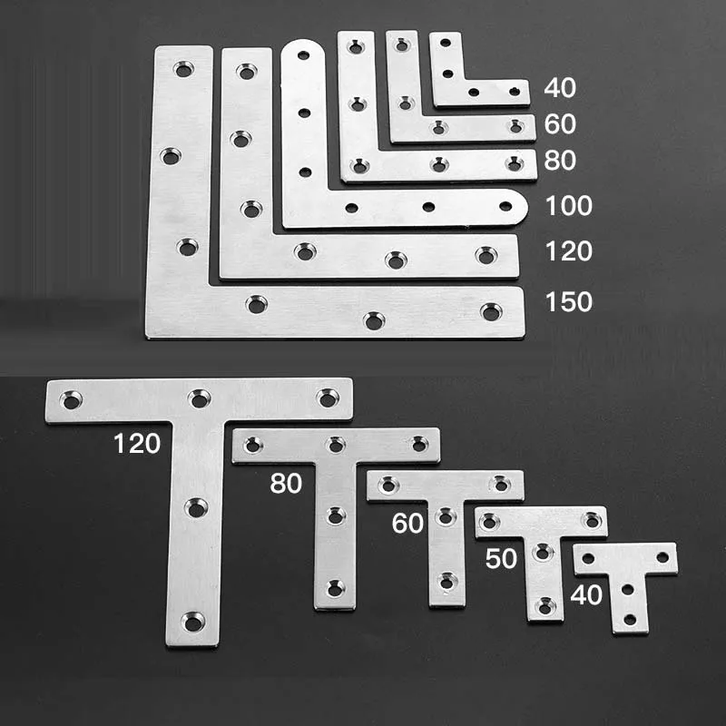 2Pcs T/L Corner Braces L/T Type Shelf Bracket 40mm 50mm 60mm 80mm 120mm Heavy Duty Stainless Steel Shelf Supports
