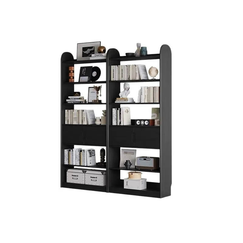 Italian all solid wood bookshelf floor partition shelf against the wall bookcase simple study office solid wood file cabinet