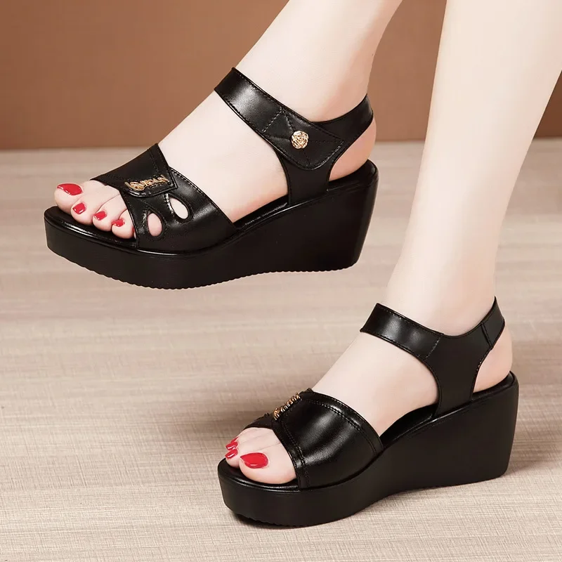 Plus Size 32-43 Platform Sandals Women Shoes Summer 2024 High Heels Wedges Sandals Ladies Waterproof Beach Office Sandals