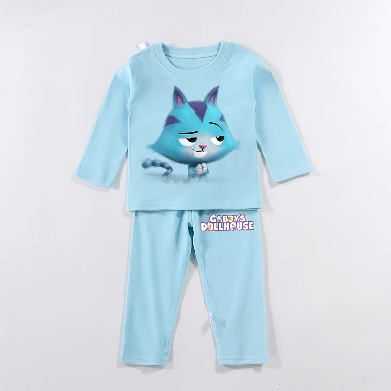 2pcs Gabby Dollhouse Pajamas Suit for Children Anime Cartoon Top Pants Set Boys Girls Household Clothes Fashion Cute Nightwear