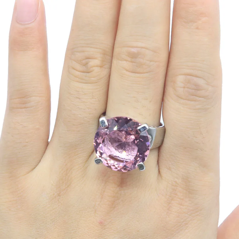 Buy 4 Get 1 Free 21x18mm New Designed Pink Morganite Tourmaline Kunzite CZ Women Engagement Silver Rings Many Sizes