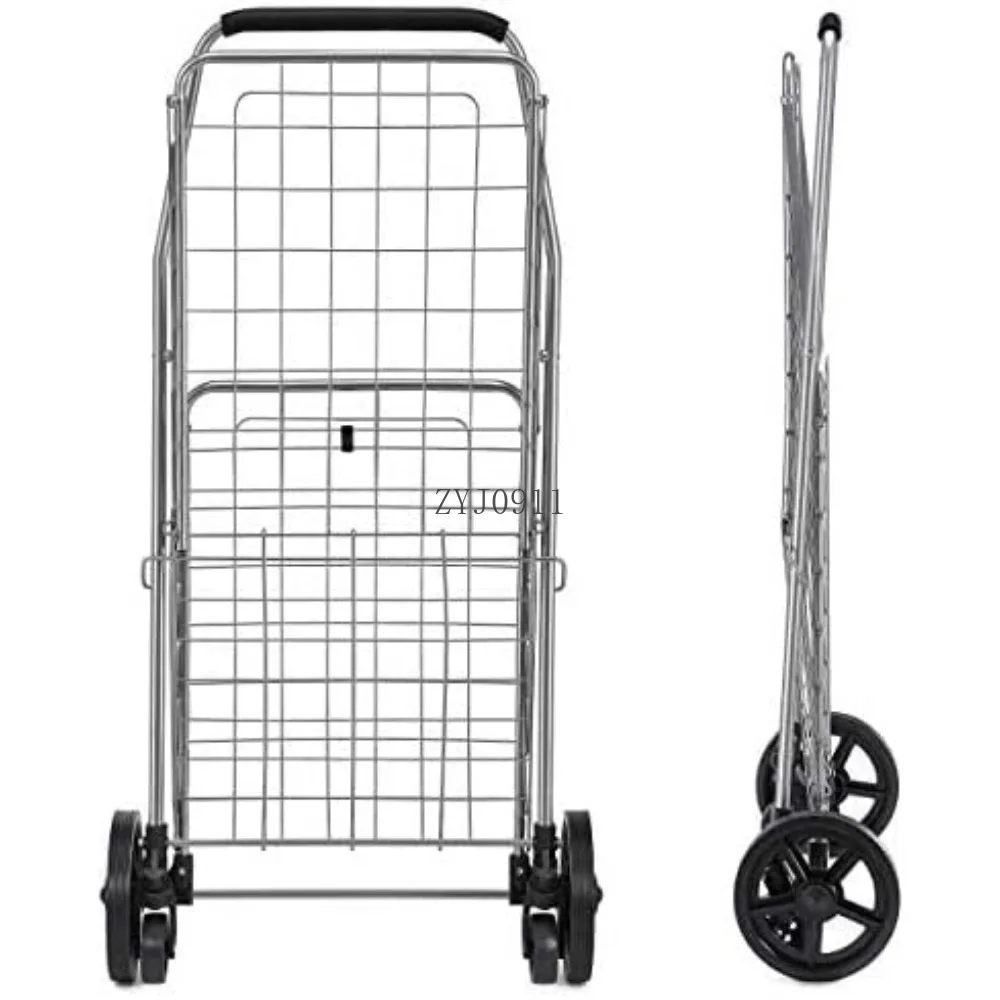 : عربة تسوق بقالة Wellmax WM99024S، قابلة للطي بسهولة ومحمولة لتوفير المساحة وشديدة التحمل، خفيفة الوزن