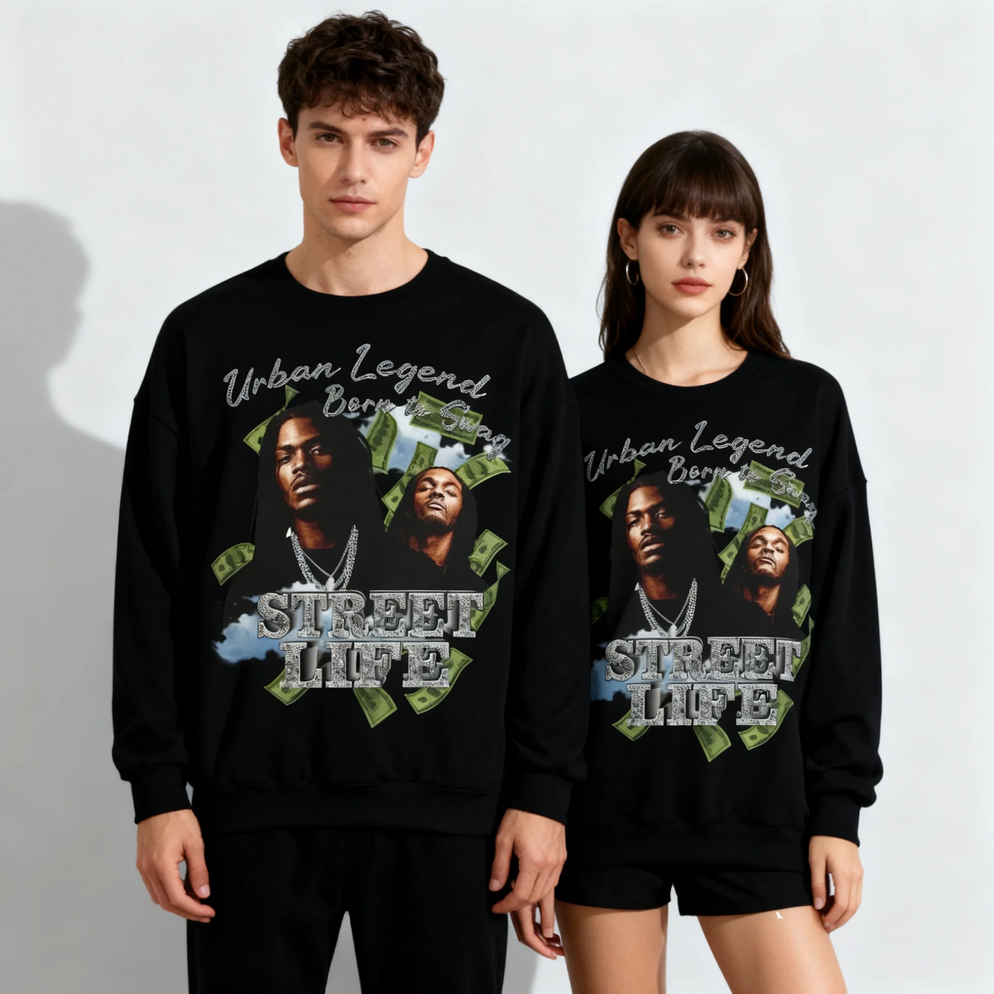 25/26 Autunno/Inverno Felpa con cappuccio girocollo American Street Hip Hop Punk Y2k Camicia digitale Donne di grandi dimensioni Bambini adulti Stesso stile