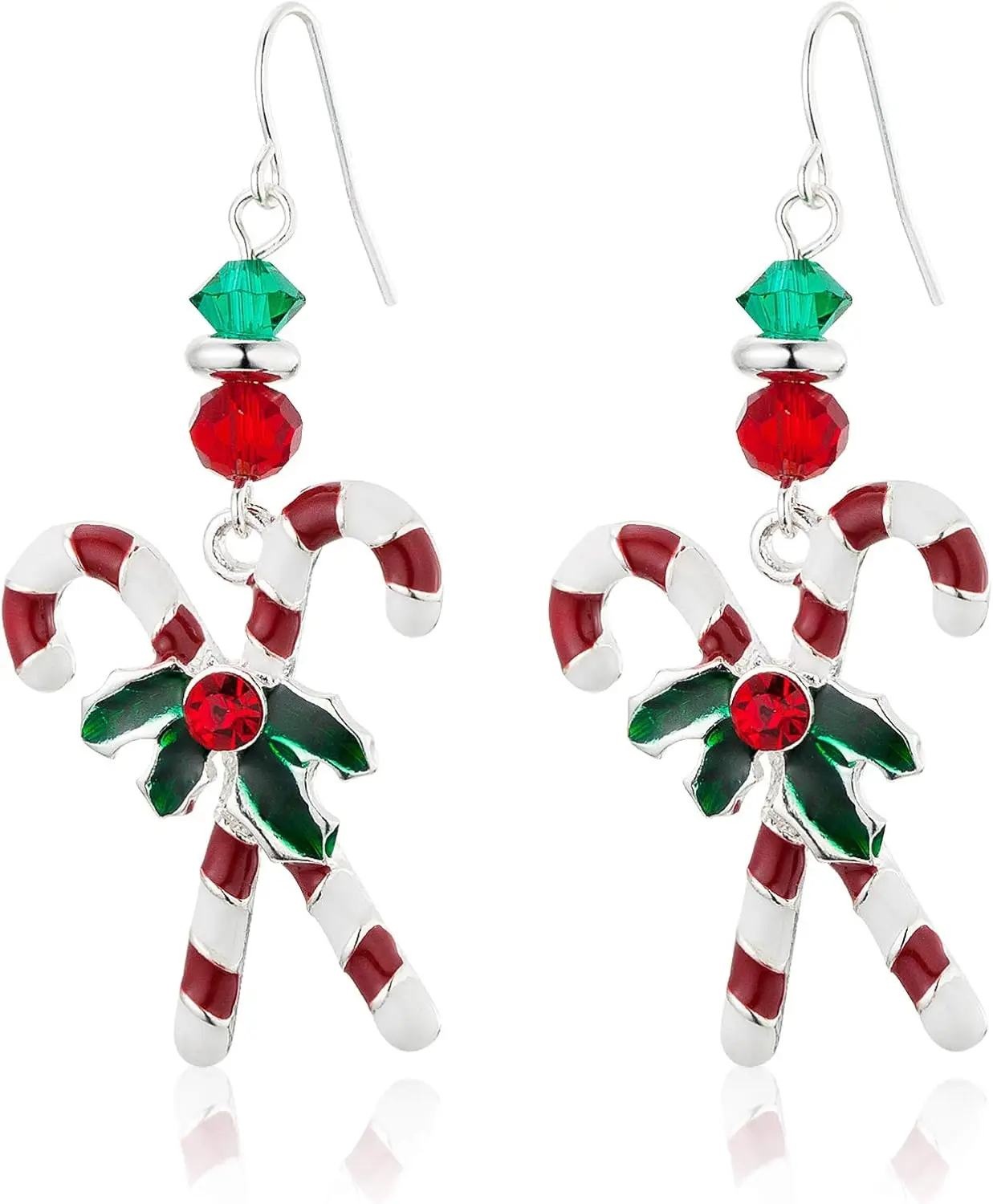 

Candy Crutches Earrings for Women, Celebration Decoration Dangle Earrings, Red and White Oil Drop Crutches with a Delicate