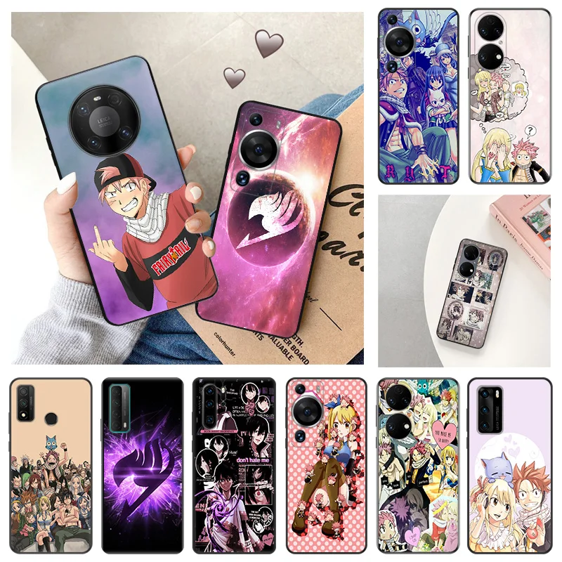 Ultra Thin Soft Case For Huawei P40 P30 Lite P20Pro P Smart Moto G200 G30 G31 One Fusion Fairy Tail Anime Black Color Back Cover