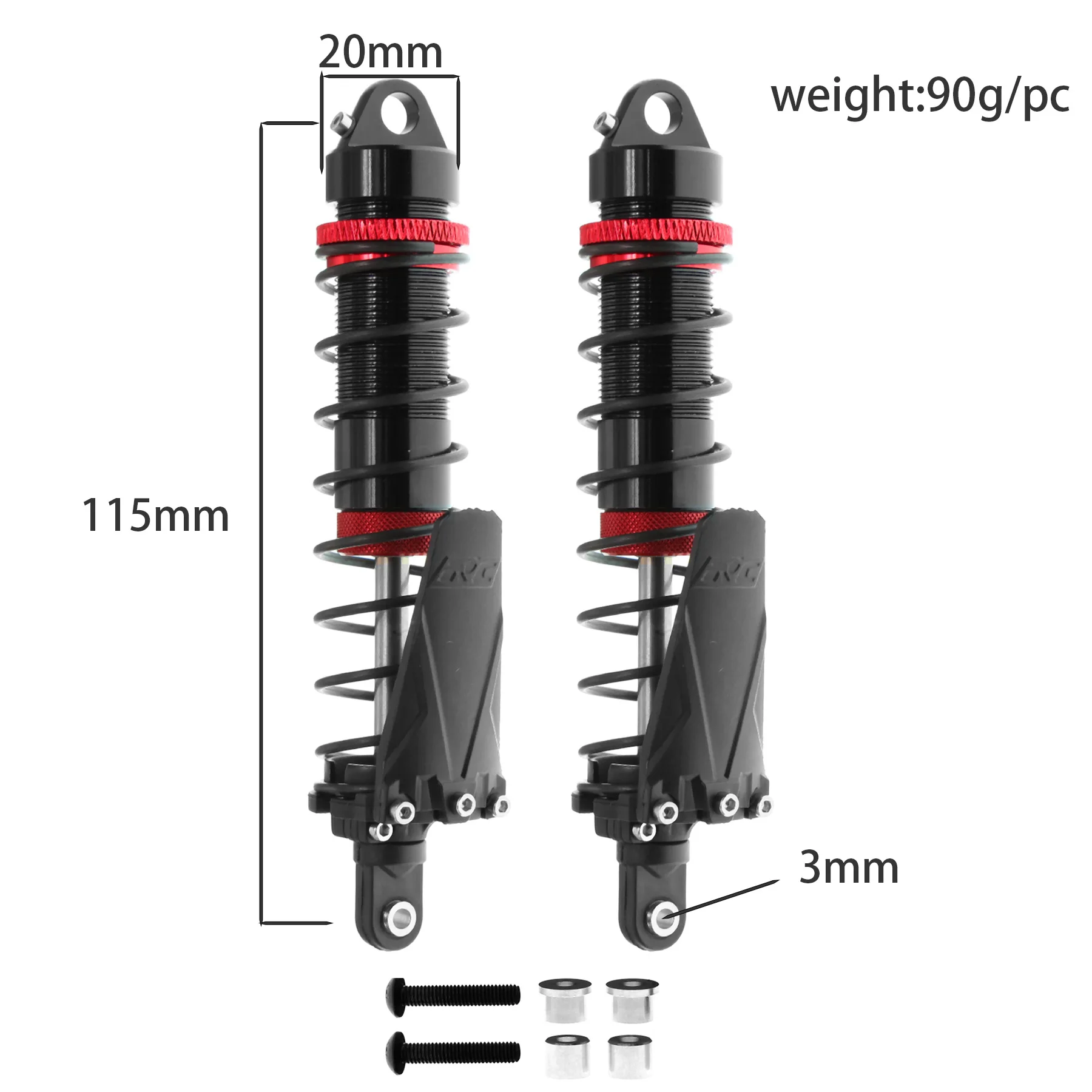 RS Aluminium Schokdemper 90/95/105/115mm Demper Voor 1/10 RC Crawler Auto Vliegende God korte Kaart Grote Voet Auto Model Auto Upgrade