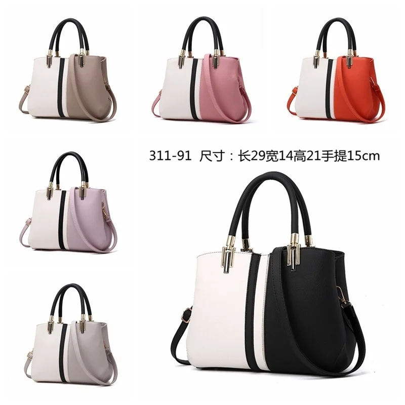 Women Pu Leather Bag Single Shoulder Messenger Handbags Autumn New Fashion Handbag Large Capacity Contrast Color Sac Main Femme