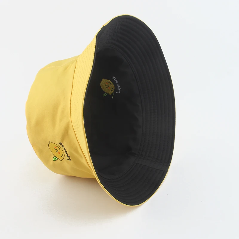Panama Bucket Hats Women Men Summer Sun Hat Lemon Pineapple Tomato Embroidered Fishing Hat Bob Hip Hop Caps