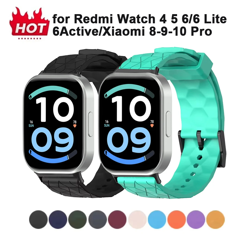 Grid Silicone Strap for Redmi Watch 6 Active 6Lite 6 5 4 Smart Watch Sport Strap Wristband for Xiaomi Band 10/9/8 Pro Bracelet