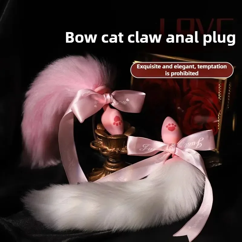 Tapón Anal de cola de zorro de silicona para parejas, juego de rol con garra de gato, masturbación de cola Real, juguete sexual, juego de coqueteo para adultos, tapón Anal