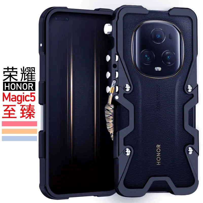 

Бронированные металлические алюминиевые чехлы для телефонов, бампер для Honor Magic 5 Magic5 Pro Lite, чехол механический, полностью ручной работы, искусственный череп