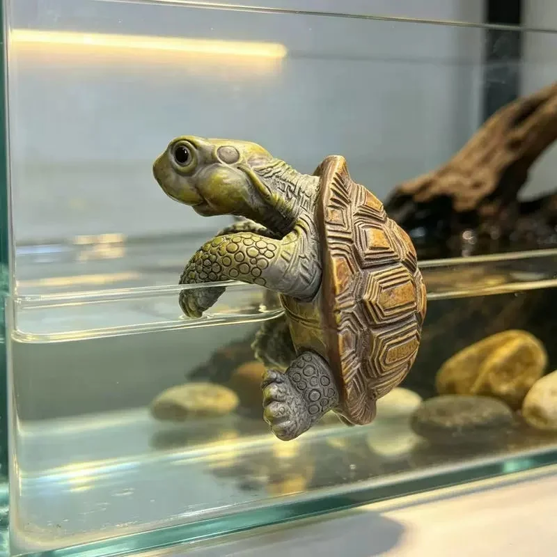 Tortoise Figurine Resin Turtle Statue Flower Pot Hanger Planter Edge Decor Mini Tortoise Sculpture for Vase Fish Tank