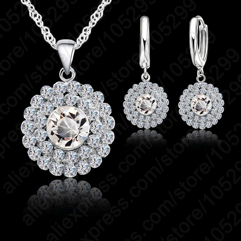 10 kolorów 925 Sterling Silver zestaw biżuterii krótki łańcuszek wisiorek naszyjnik Choker i kolczyki zestaw biżuterii kobiet — zdjęcie 5