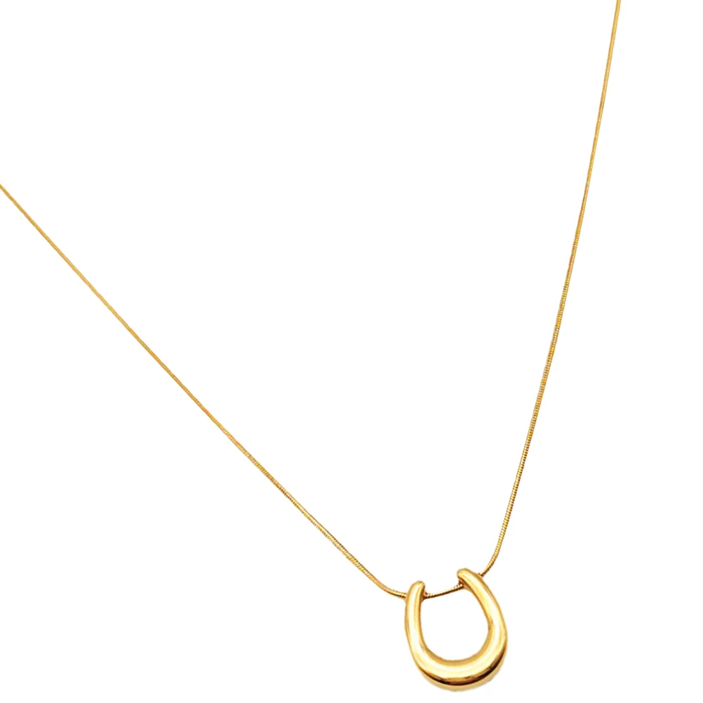 

Horseshoe Necklace For Women U Shape Lock Collar Chain Metal Pendant Lightweight Retro Simple Jewelry Neck Chain Gift For