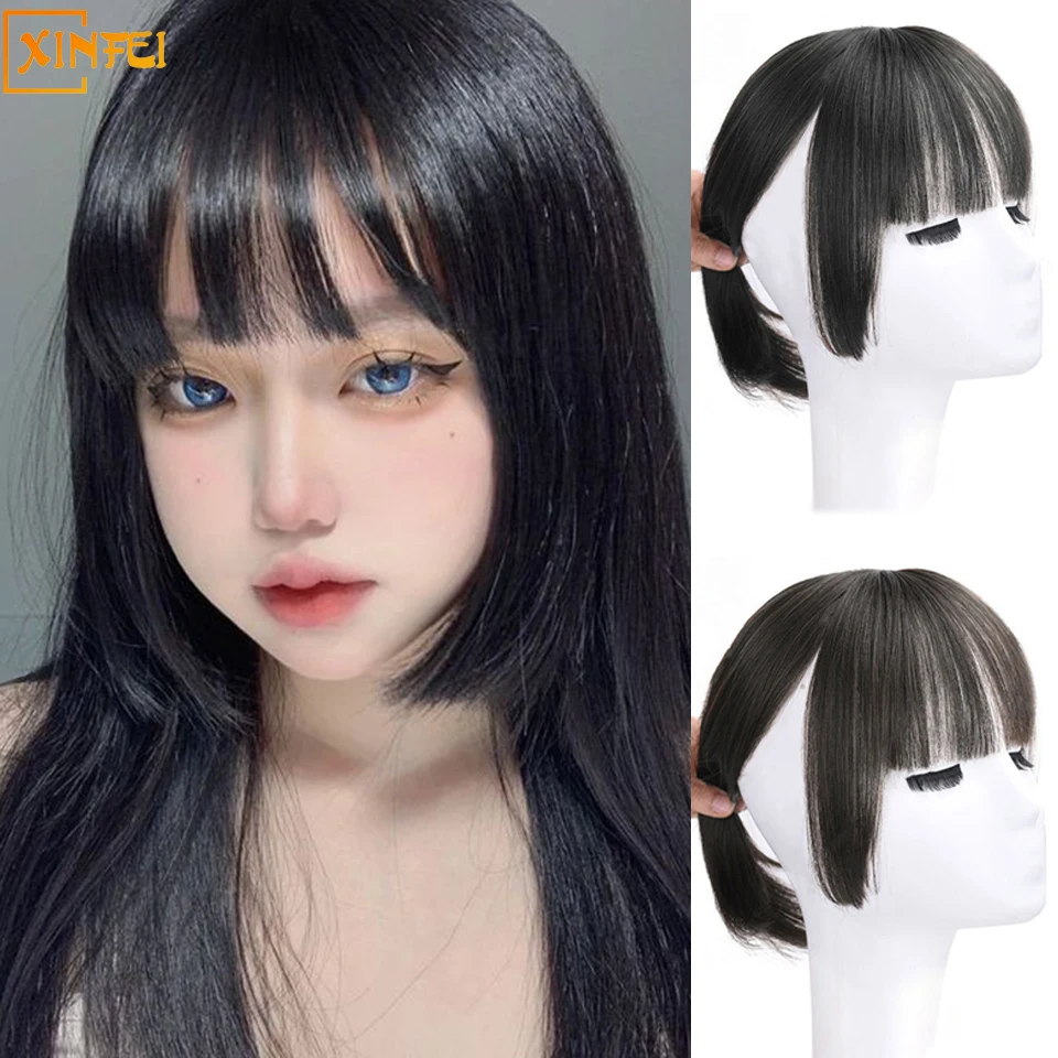 

Synthetic Princess Cut Bangs Clip Top Fluffy And Traceless Reducing Age Wig Hair Patch With Bangs On The Forehead