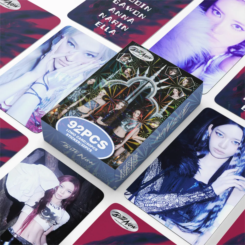 92Pcs/Set Idol MEOVV New Album BITE NOW Lomo Cards Stickers Postcards Ella Gross Gawon Kim Sooin Anna Narin Fans Gift Collection