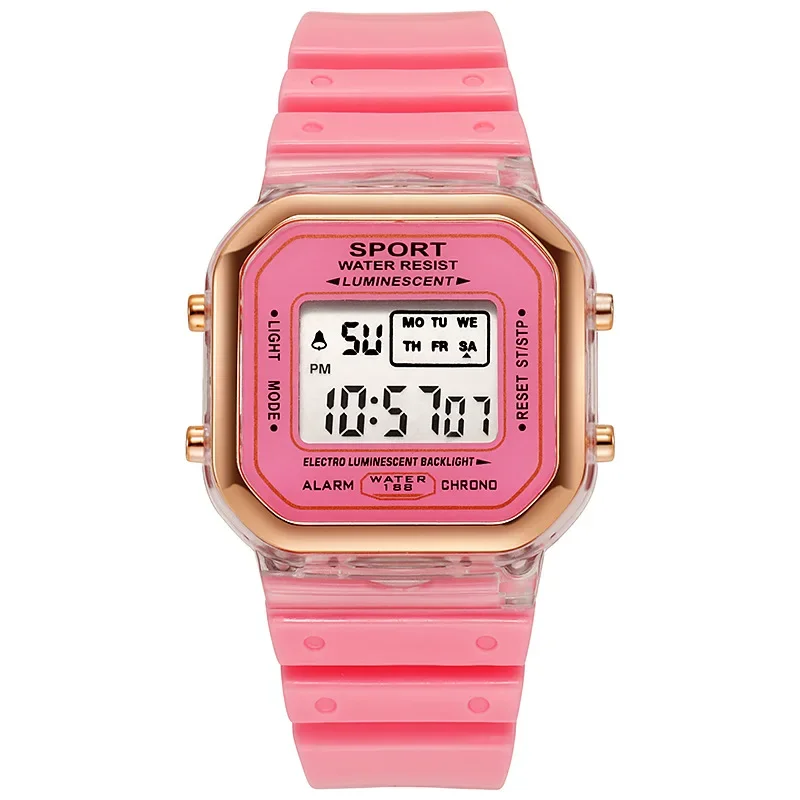 Modemerk Student Transparant Elektronisch Horloge Snoep Veelkleurig LED Dames Sport Waterdicht Horloge Klok Cadeau relógio