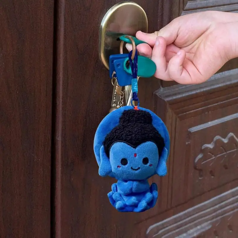 

Buddha Car Accessories Decorative Plush Buddha Ornament Portable Purse Accessory Blue Backpack Charm For Car Keychain Backpacks