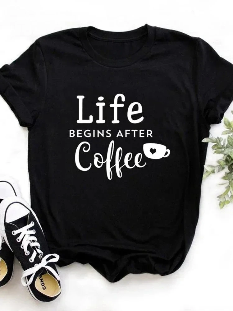 

Women T Shirt Life Begins After Tshirt Women Short Sleeve T-shirt Ladies Causal Tee Shirt Tops