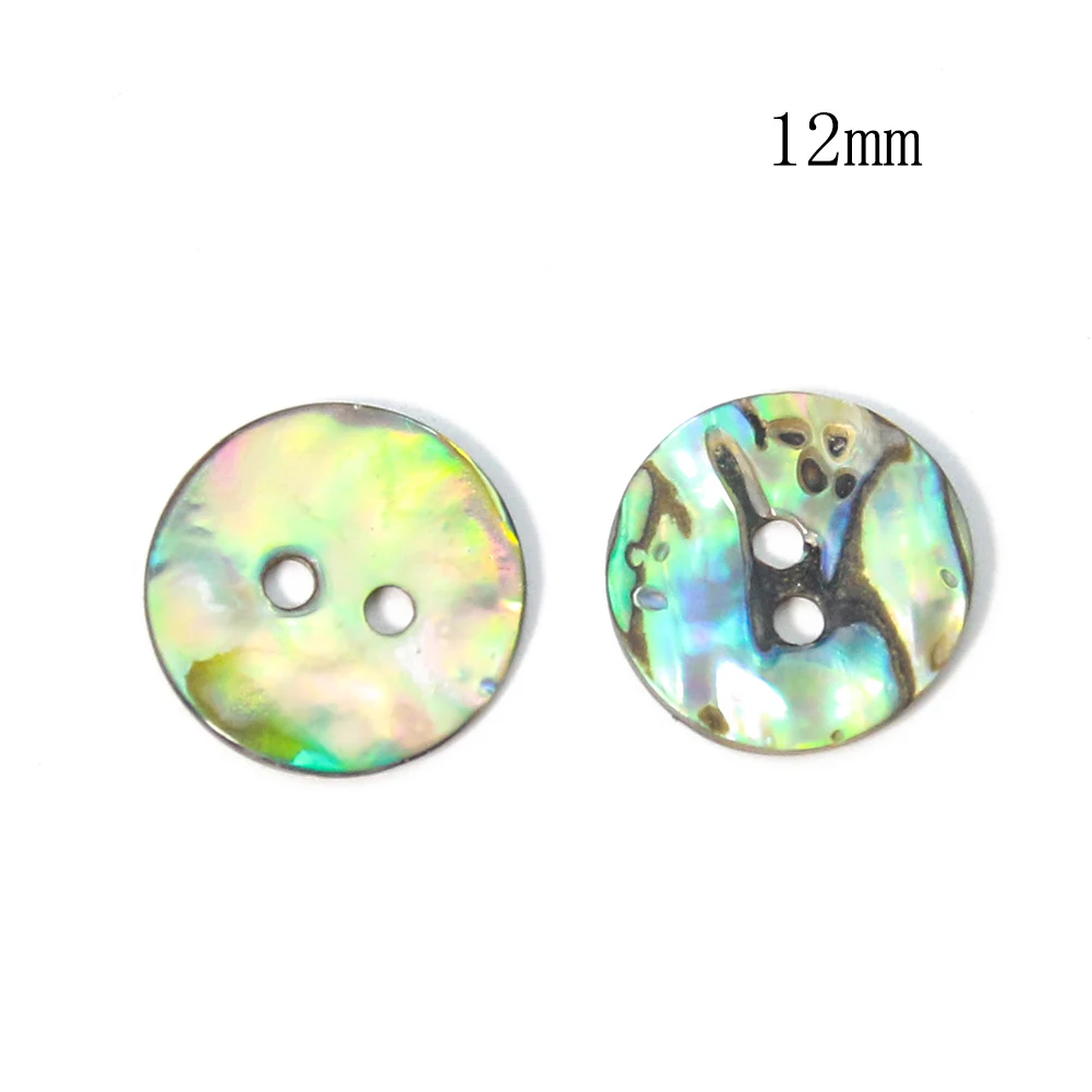 10PC Real New Zealand Abalone Shell Sparkling Round 2-hole Flatback Button Spacer Pendant Scrapbook Apparel Sewing Embellishment