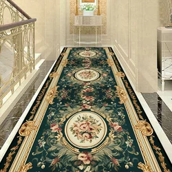 European Style Long Hallway Carpets Retro Decoration Runners Carpet Living Room Aisle Floor Mat Bedroom Bedside Corridor Rug