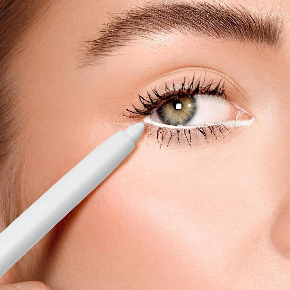 محدد عيون جل مقاوم للماء، بدون تلطخ، يدوم طويلاً وناعم، أبيض - مكياج عيون نسائي