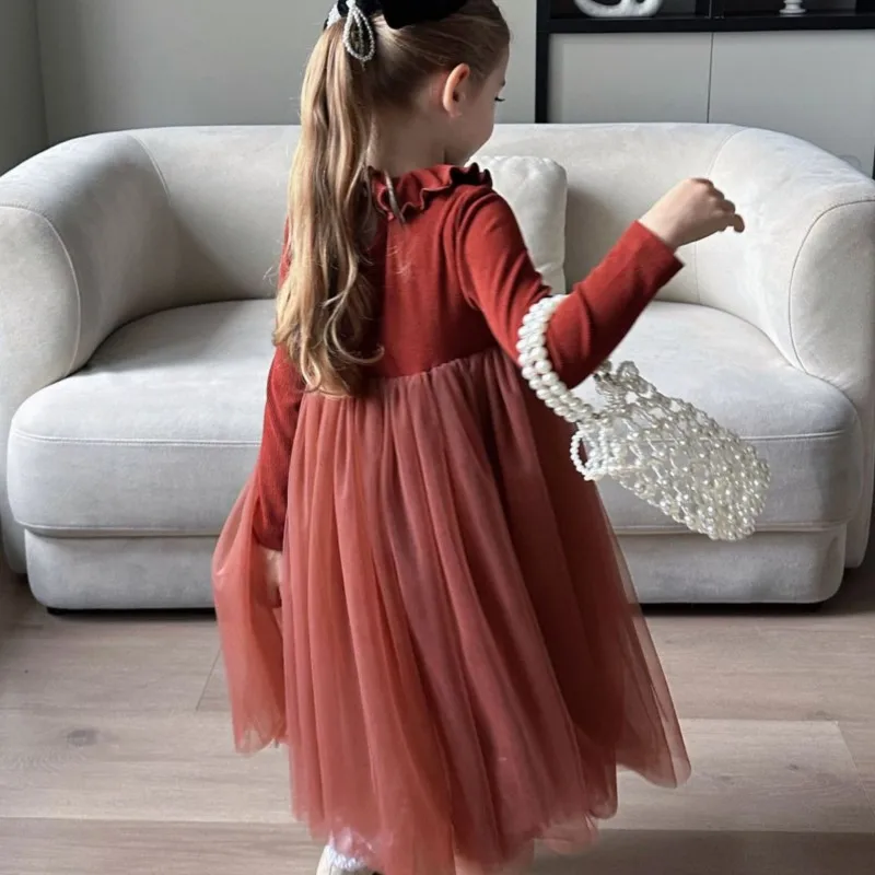 طفلة الأميرة تكدرت طوق فستان عيد الميلاد طويلة الأكمام الرضع طفل رضيع تول فيستدو حفلة عيد ميلاد ملابس الطفل 18M-12Y