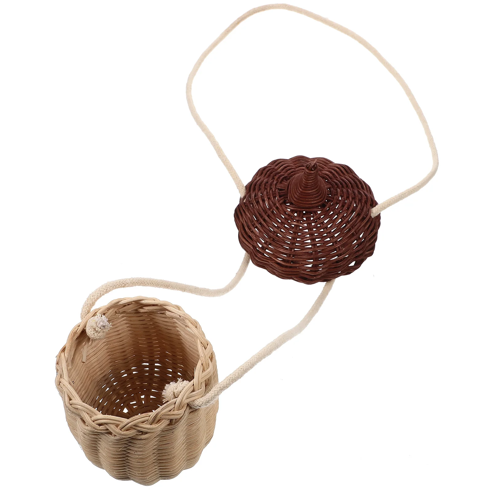 

Rattan Mini Shaped Storage Basket Photo Props Handwoven Rattan Shoulder Bag Large Brown Plastic Tote Shoulder Bag
