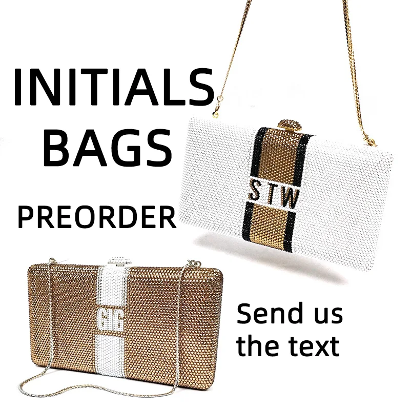 

Luxury women couture crystal clutch bag customization initial diamond purse bag