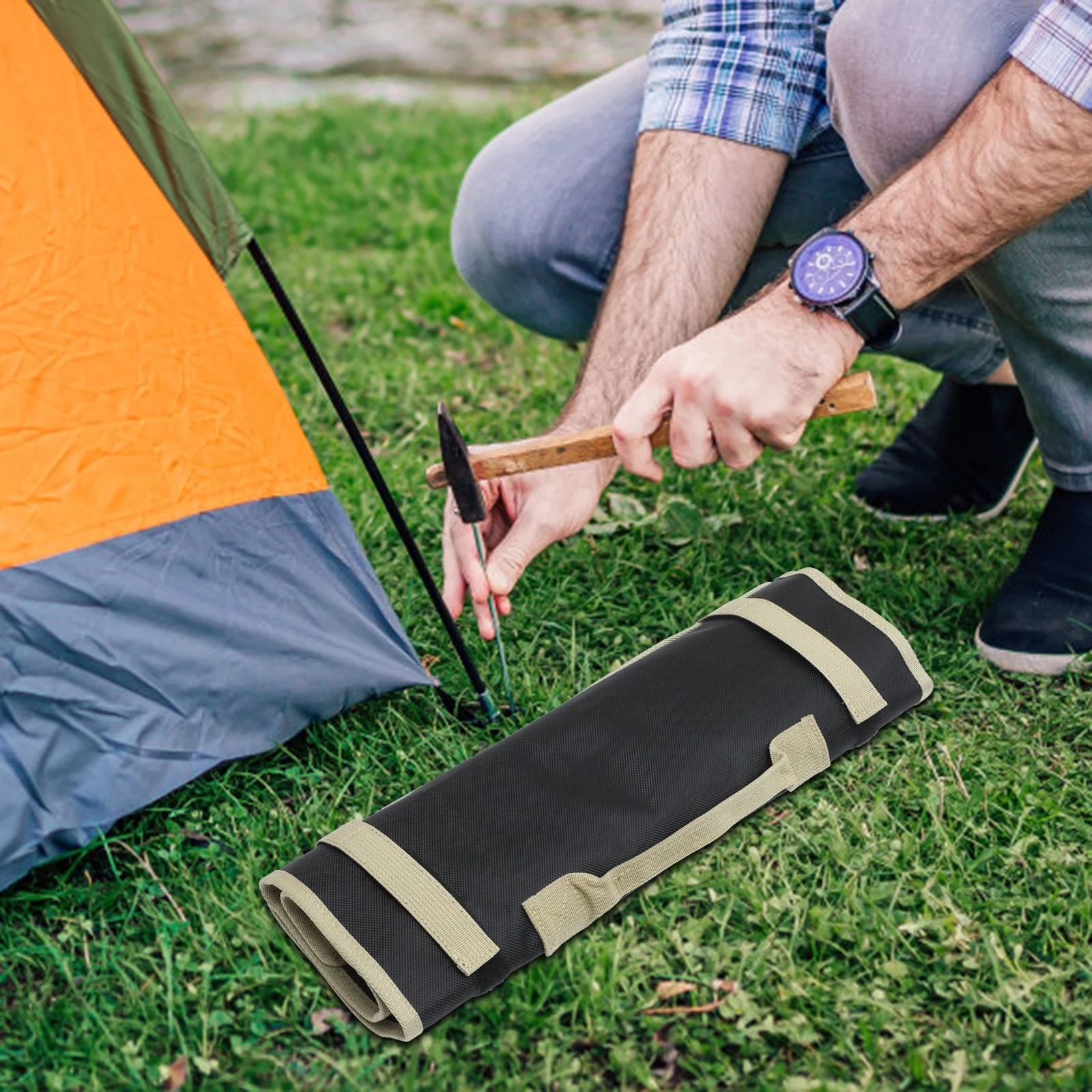 

Tent Stakes Bag Premium Oxford Cloth Tool Pouch Compact Nail Storage Holder for Camping Picnic Beach Garden Bbq Trips