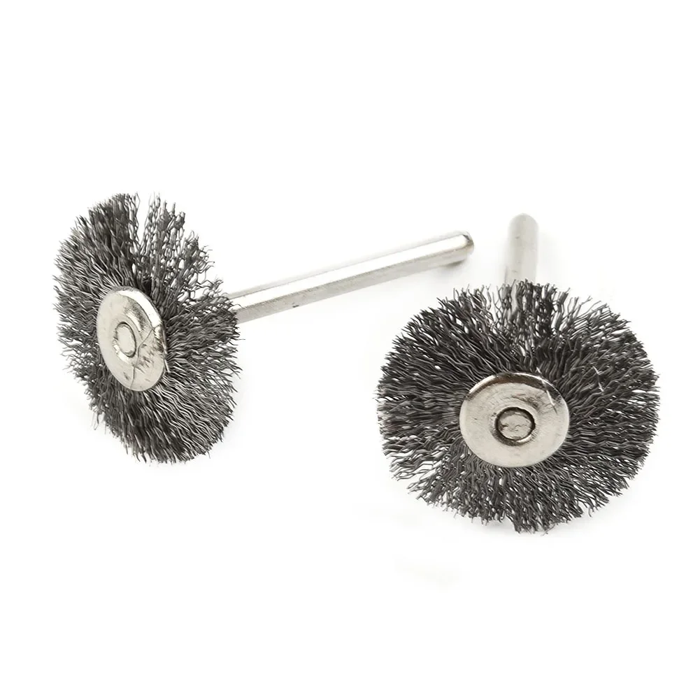 10pcs 22mm Stainless Steel Wire Brush T-shaped Rotary Tool For Mini Drill Polishing Deburring Brush Accessories