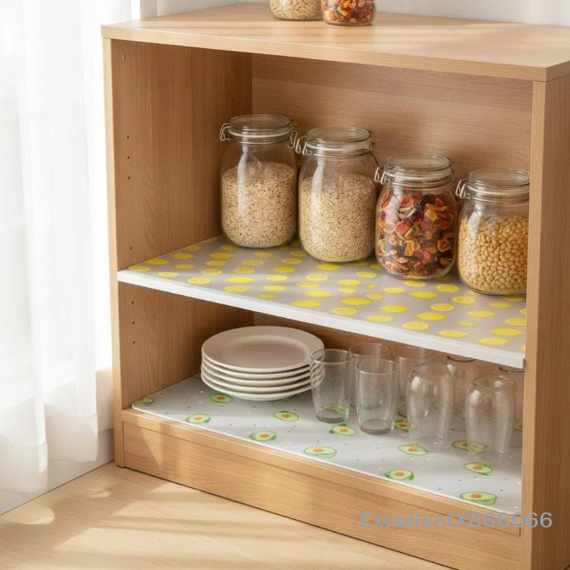 Lemon Gravel Style Refrigerator Liner Anti-Slip Waterproof Oil Proof Easy Clean Mat for Fridge Drawer Shelf Cabinet
