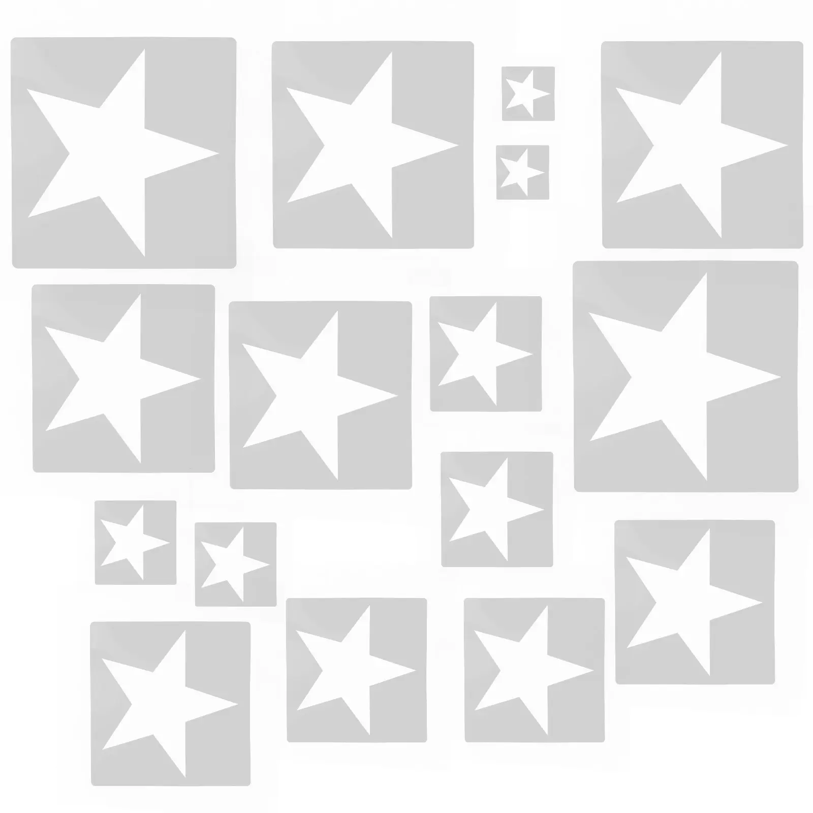

16Pcs Star Shaped Stencils Reusable Plastic Craft Templates for Painting Home Decor DIY Gifts Journaling Texture