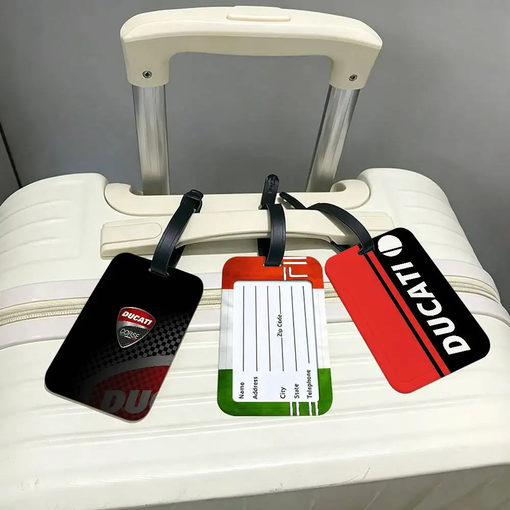 D-Ducaties Racing Motorcycle Waterproof Information Card Sleeve PVC Luggage Tag Anti lost Identifier For Suitcase Handbag