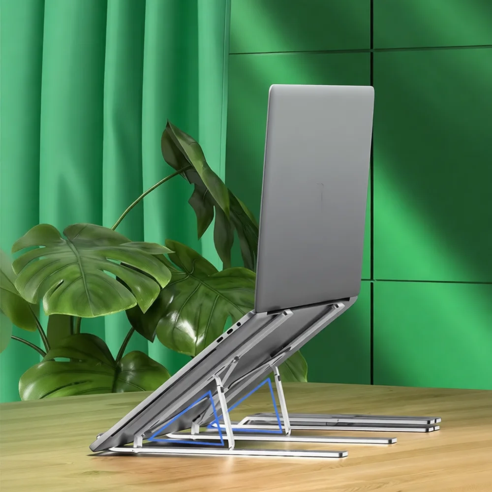 Aluminum Laptop Stand Foldable Notebook Holder Cooling Riser Ergonomic Desktop Mount Support For Macbook Portable Metal Desk