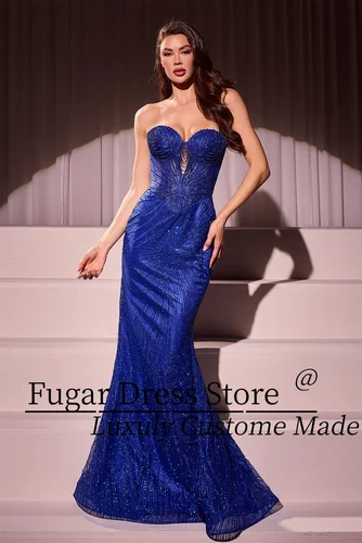 TIANTIAN, corsé ajustado largo sin tirantes con cuentas personalizado y falda de sirena ajustada, vestido Formal de graduación para mujer, vestidos de fiesta