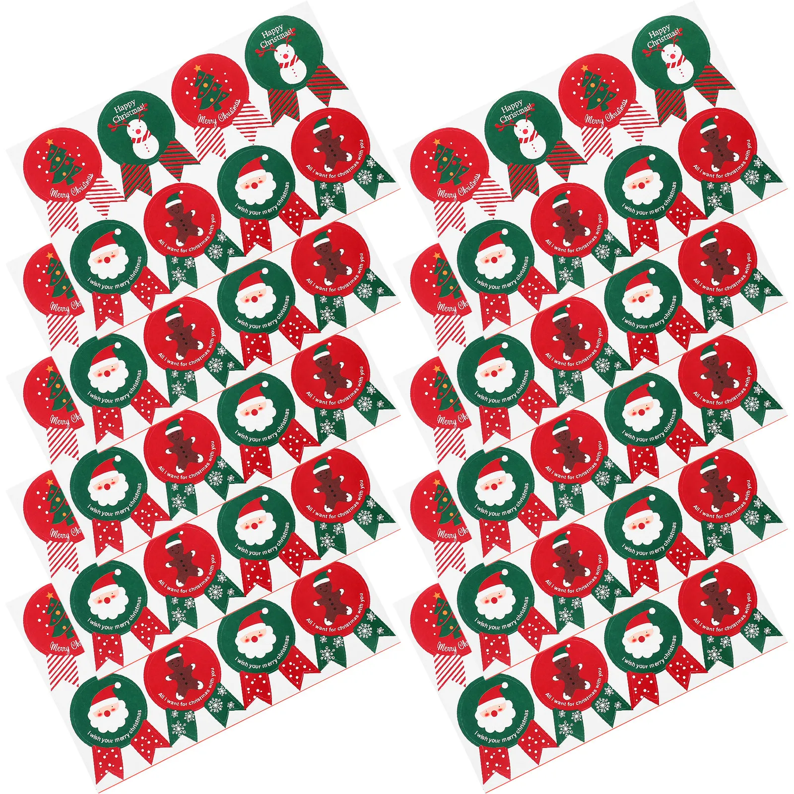 

20Pcs Christmas Card Envelope Seal Stickers Round Dot Merry Christmas Tree Snowman Reindeer Gingerbread Man Holiday Gift
