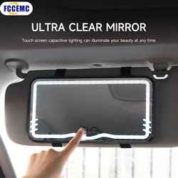 HD Mirror Car LED Makeup Mirror Sun Visor Plate Interior Rear Mirror USB Charing Dimmable Touchscreen Auto Vanity Mirror