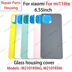 For Mi11lite 3D Glass For Xiaomi Mi 11 lite Battery Back Cover Rear Door Lid Panel Shell Housing Case chaiss Adhsive Replacement