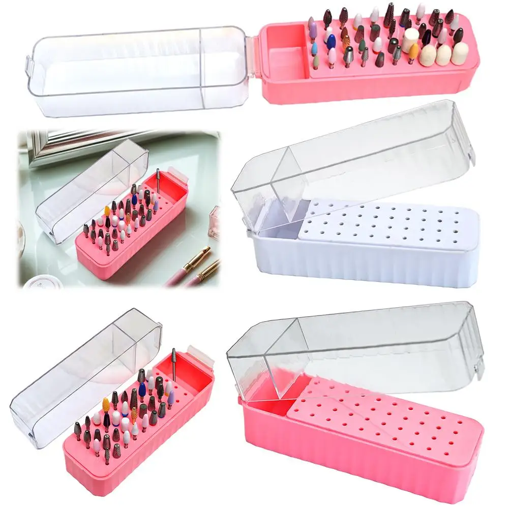 40-gaten nagelboren houder helder stofdicht boor geval voor acryl nagelboren opslag nagelgereedschap
