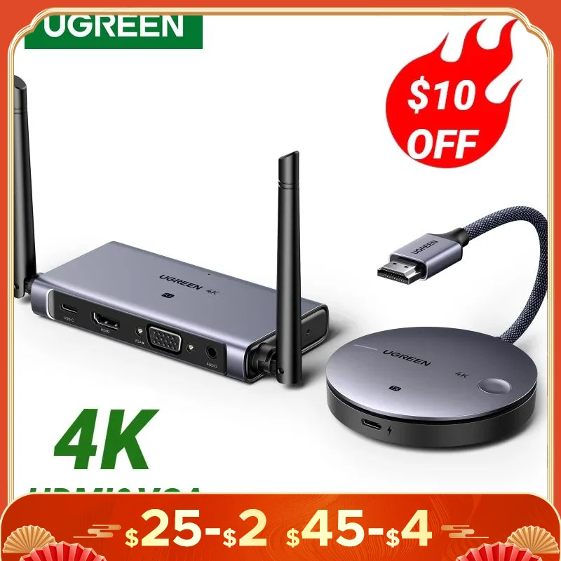 UGREEN Wireless Screen Projector HDMI Extender Video Transmitter & Receiver Kit 5G 50M Transmits Dongle for TV PC PS5 Monitor