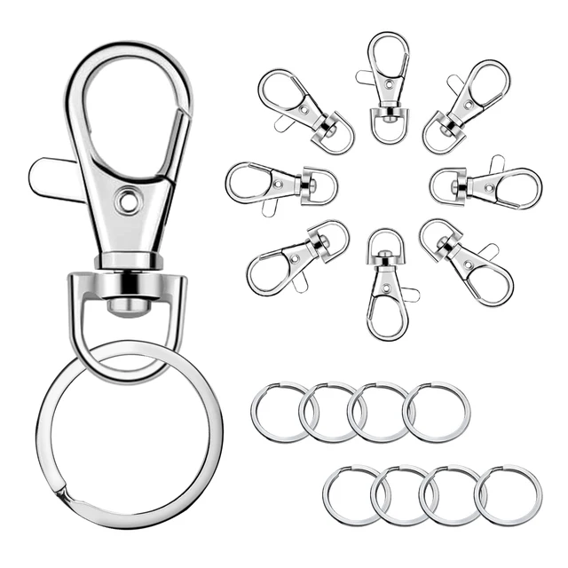 30/40/60/100PCS haczyk do breloka z kluczem brelok do kluczy z obręczą karabińczyk z płaski pierścień do wyroby biżuteryjne DIY na smycz