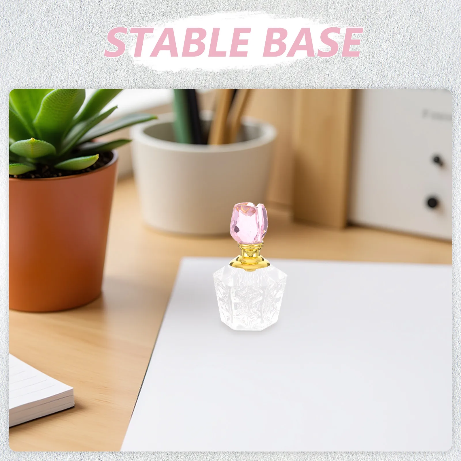 

Empty Refillable Crystal Perfume Bottle Pink Rose Cap Small Flower Shaped Essential Oil Dropper Bottle Bathroom Vanity Fragrance