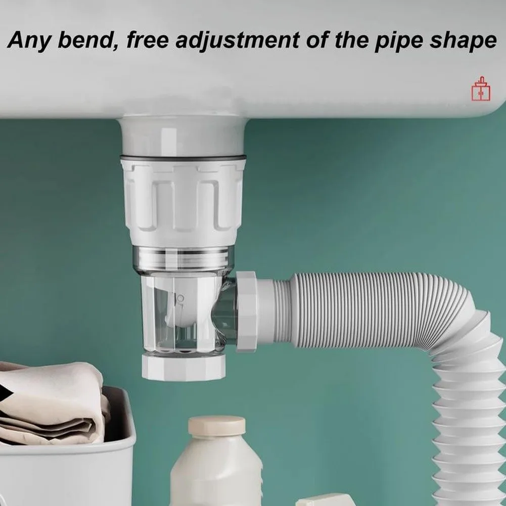 Telescoping Drain Pipe Adjustable 29-95cm Sink Hose Washbasin Pipeline Deodorant Strainer For Kitchen PVC Plumbing Fixture